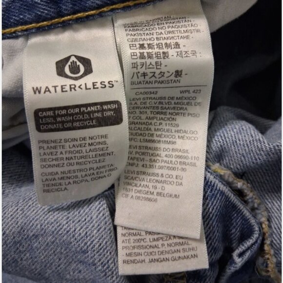 Levis Jeans Mens 38x30 Blue Denim 505 Regular Fit Water Less Stone Wash - Picture 6 of 12